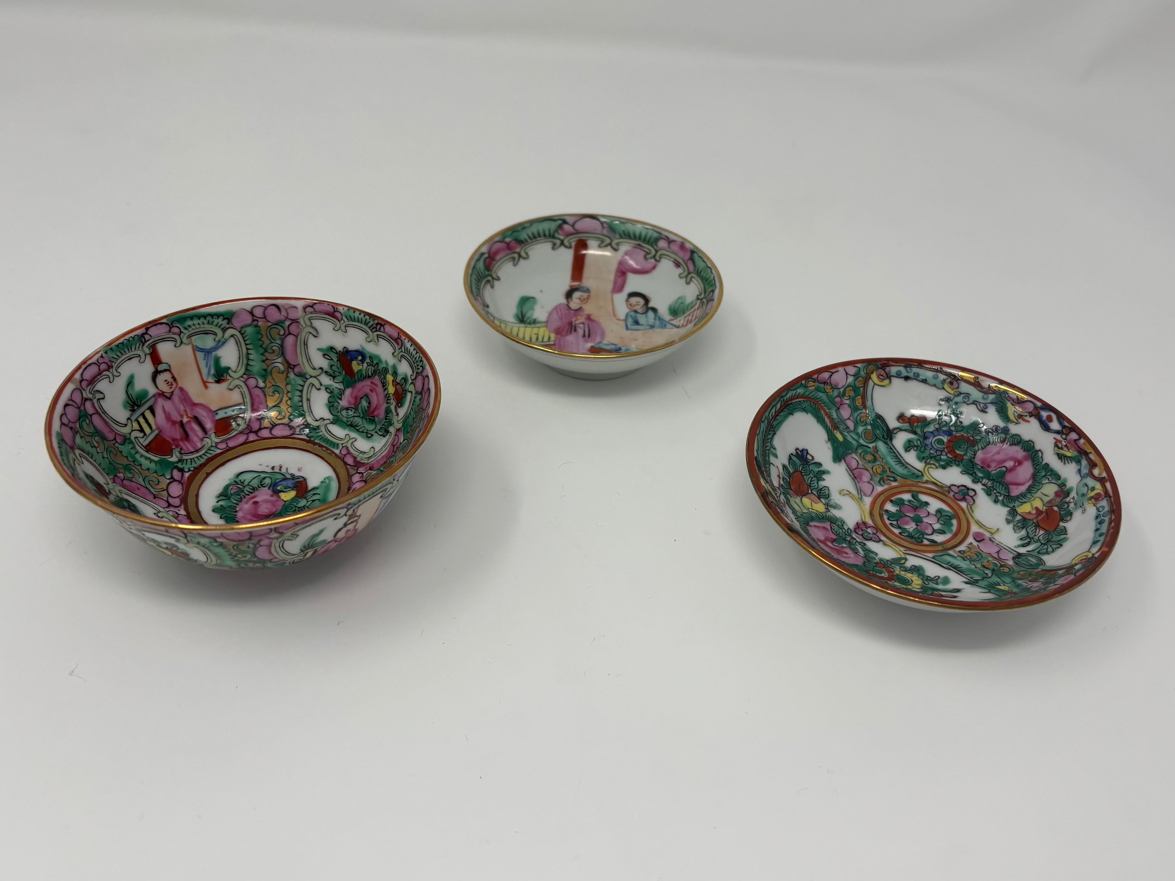 Collection of 3 Precious Famille Rose Bowls-4 Character Marked