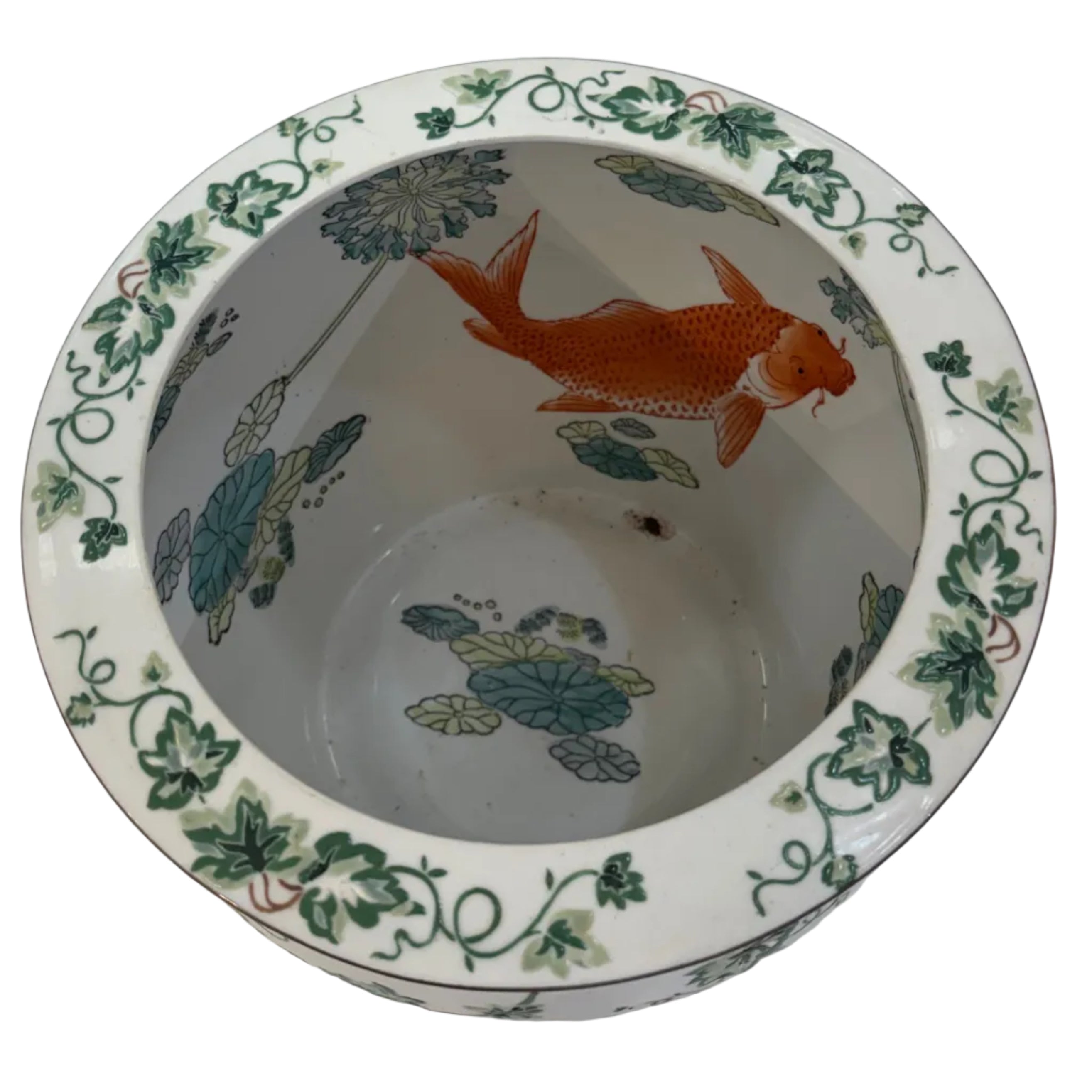 Vintage Hand-painted Planter with Koi