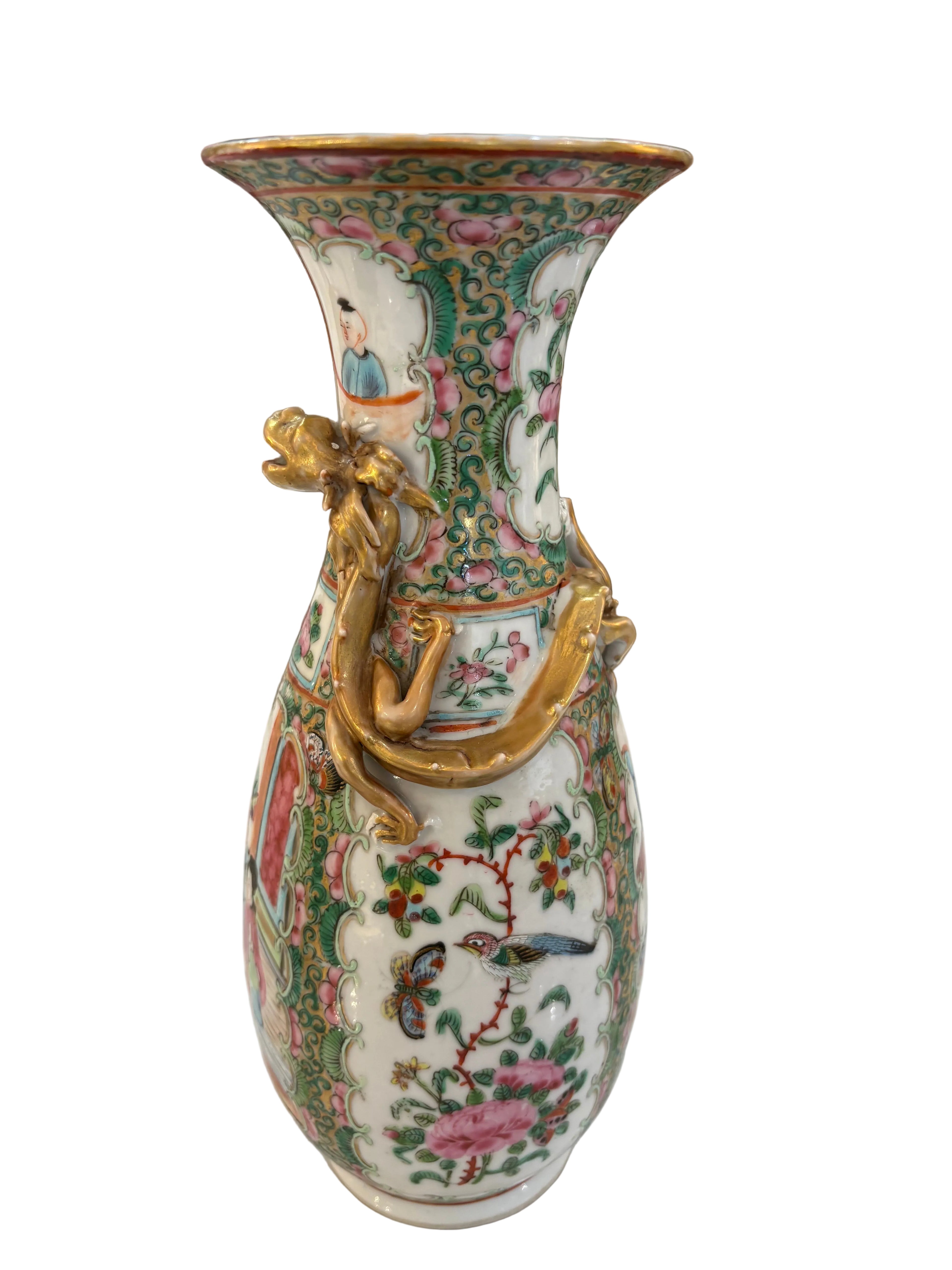 Rose Medallion Vase with Gold dragon (unmarked)