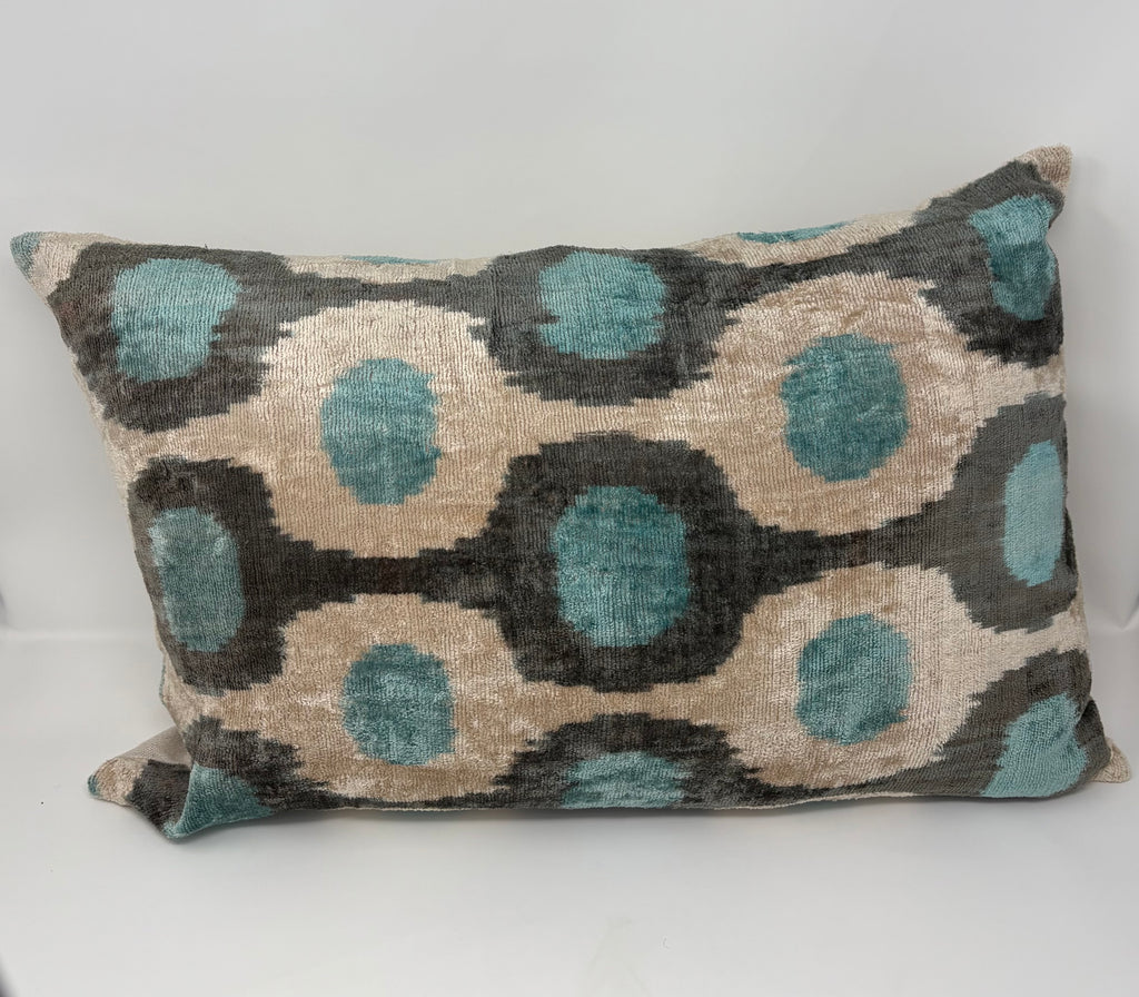 Grey/Blue Turkish Silk Pillow Cover (Cover Only)