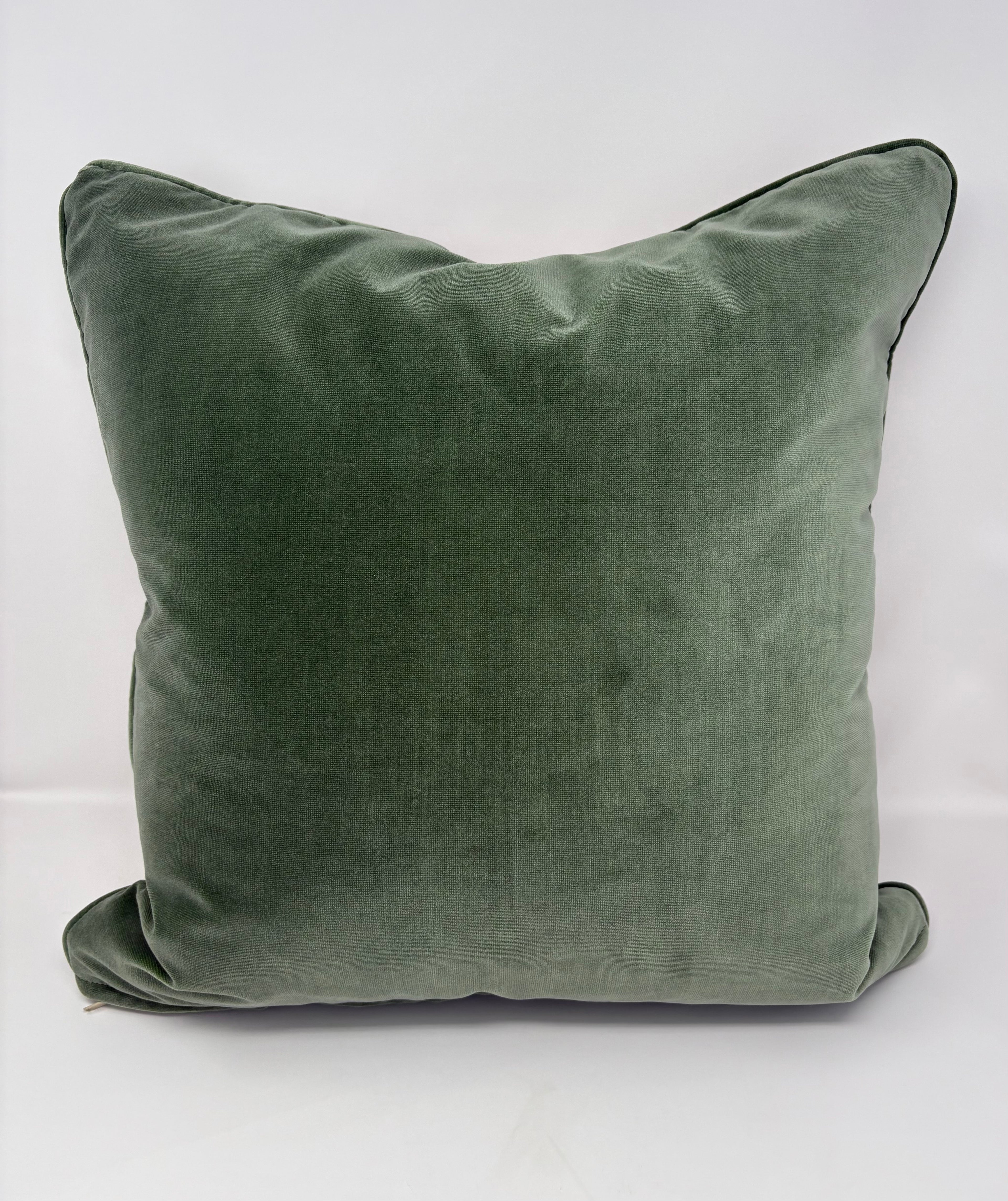 Hand Blocked Floral Pillow- Aqua and Pink