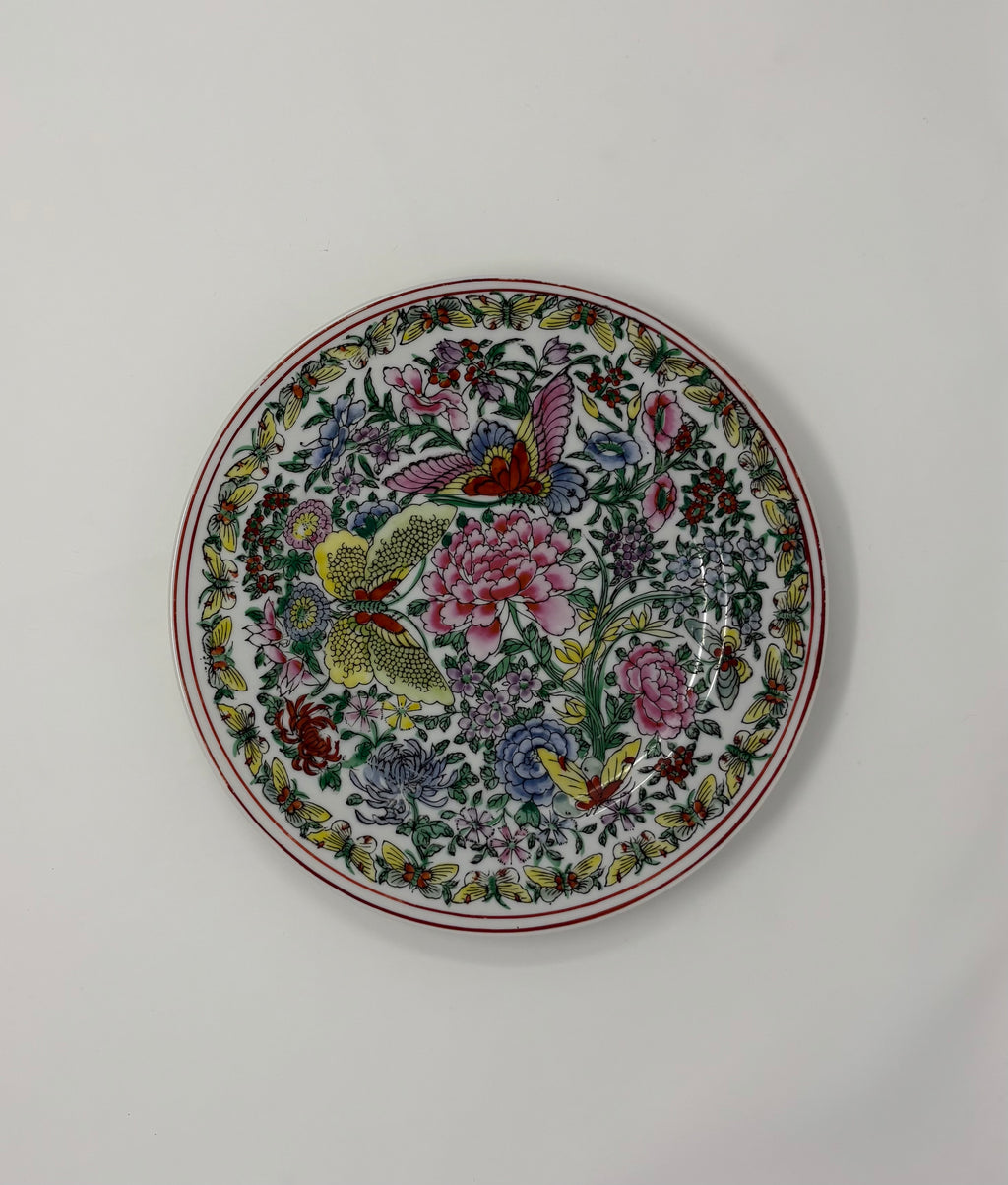 Handpainted Butterfly Plate Qianlong Mark-Circa 1968