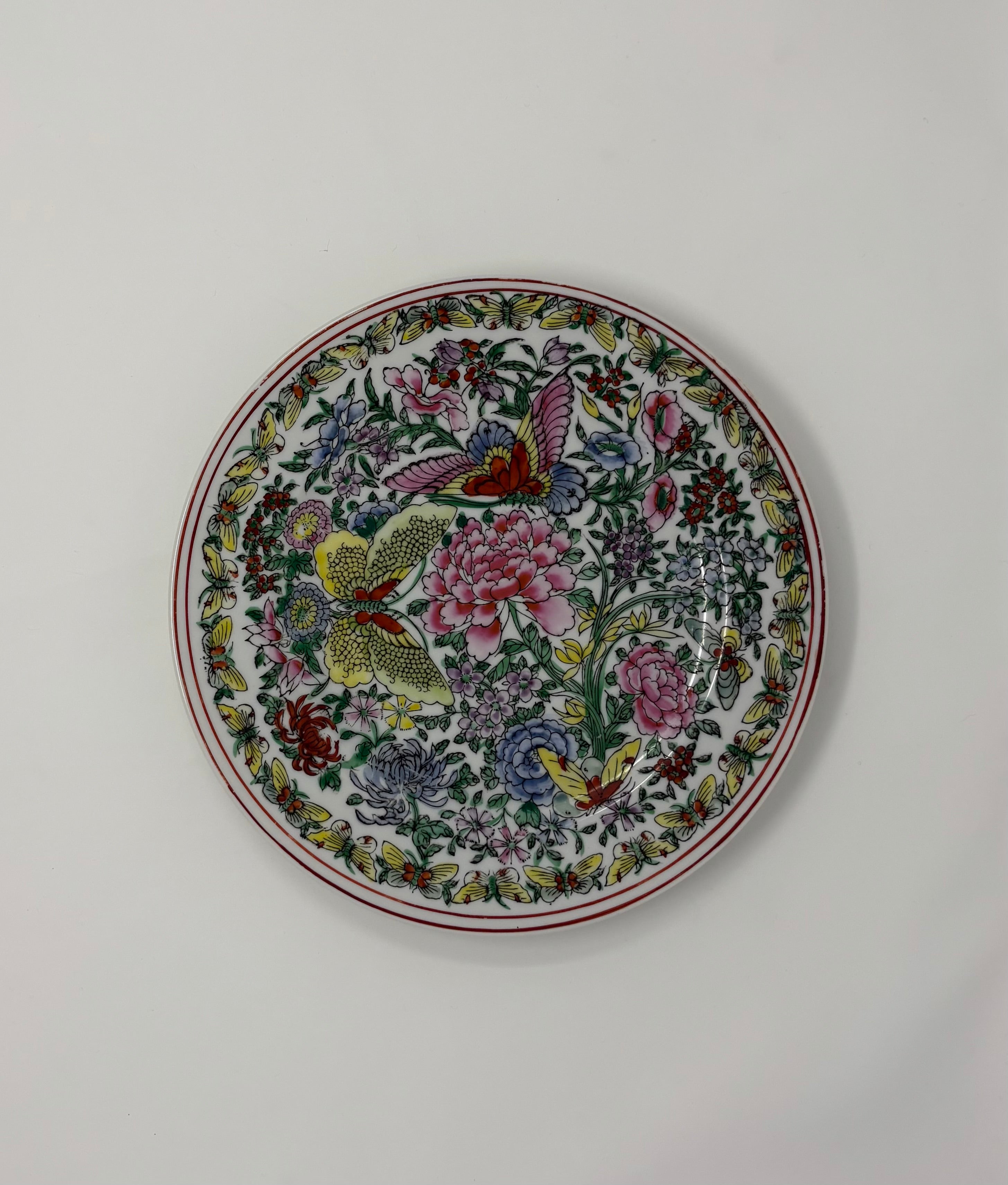 Handpainted Butterfly Plate Qianlong Mark-Circa 1968