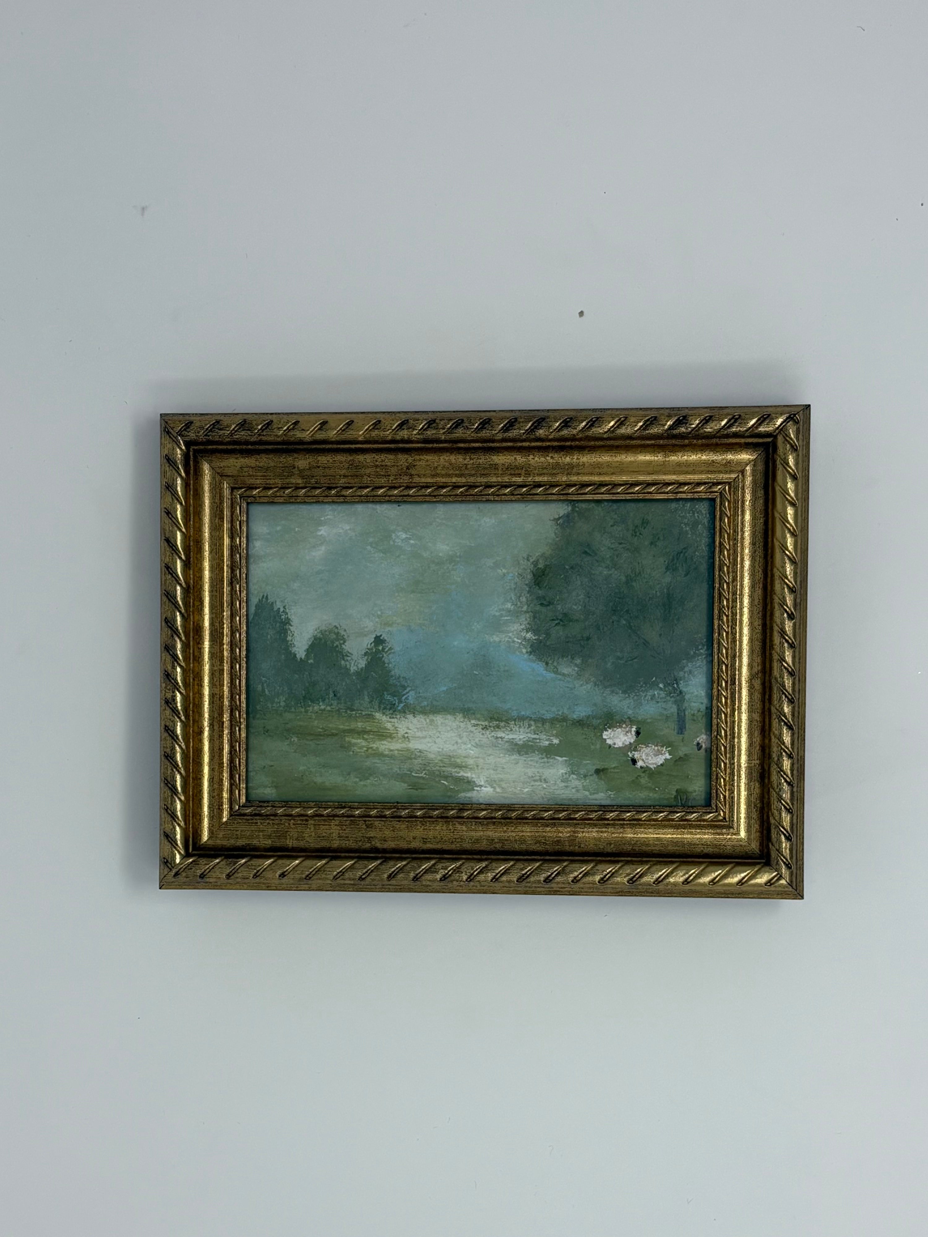 Horizontal Sheep Landscape Painting - Local Artist