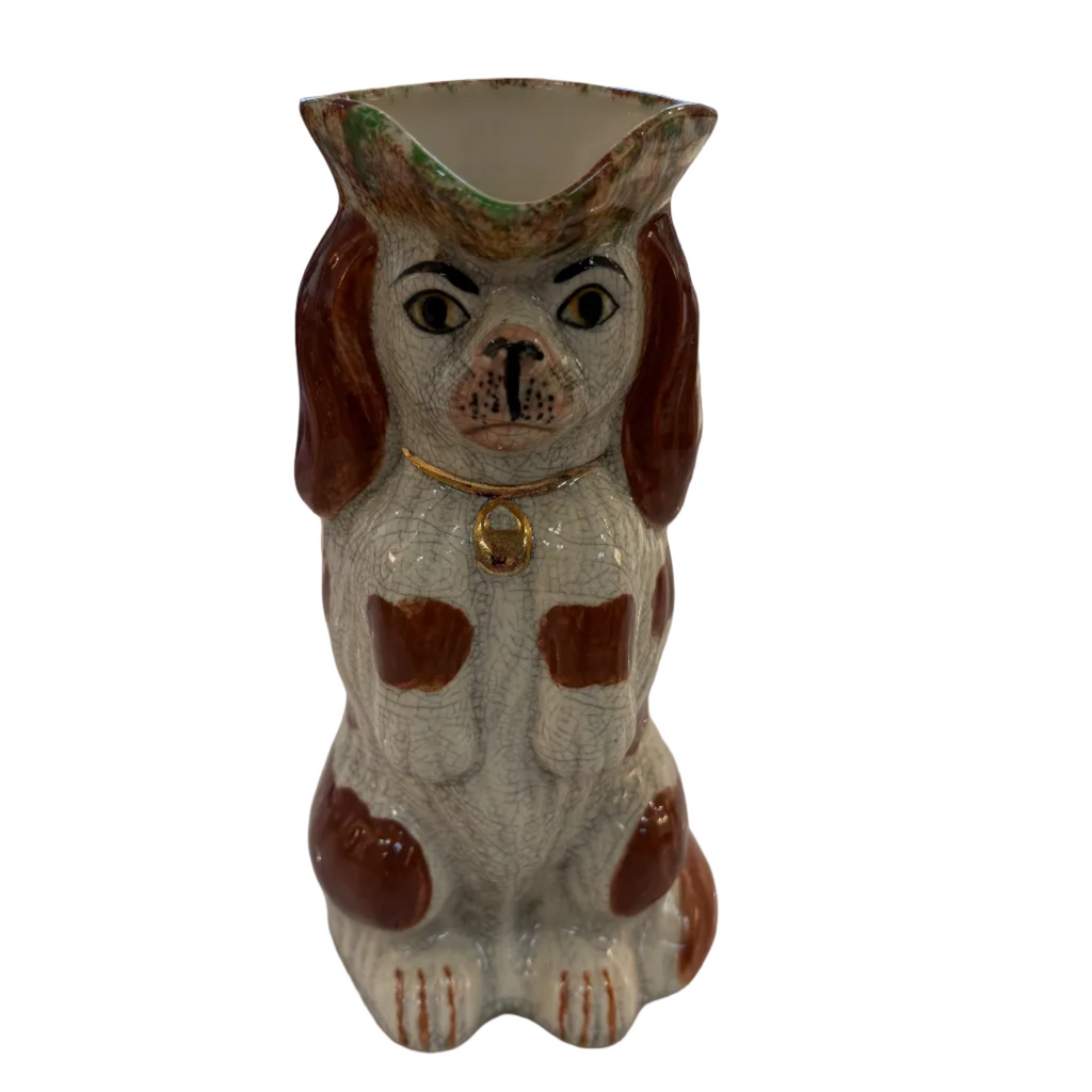 Vintage Staffordshire-style Fitz & Floyd dog pitcher