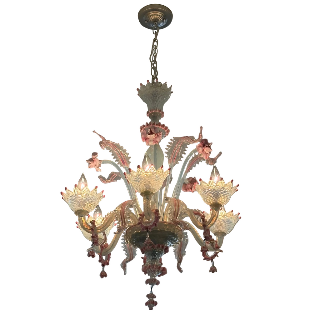 Italian Murano Glass Chandelier (Pink)