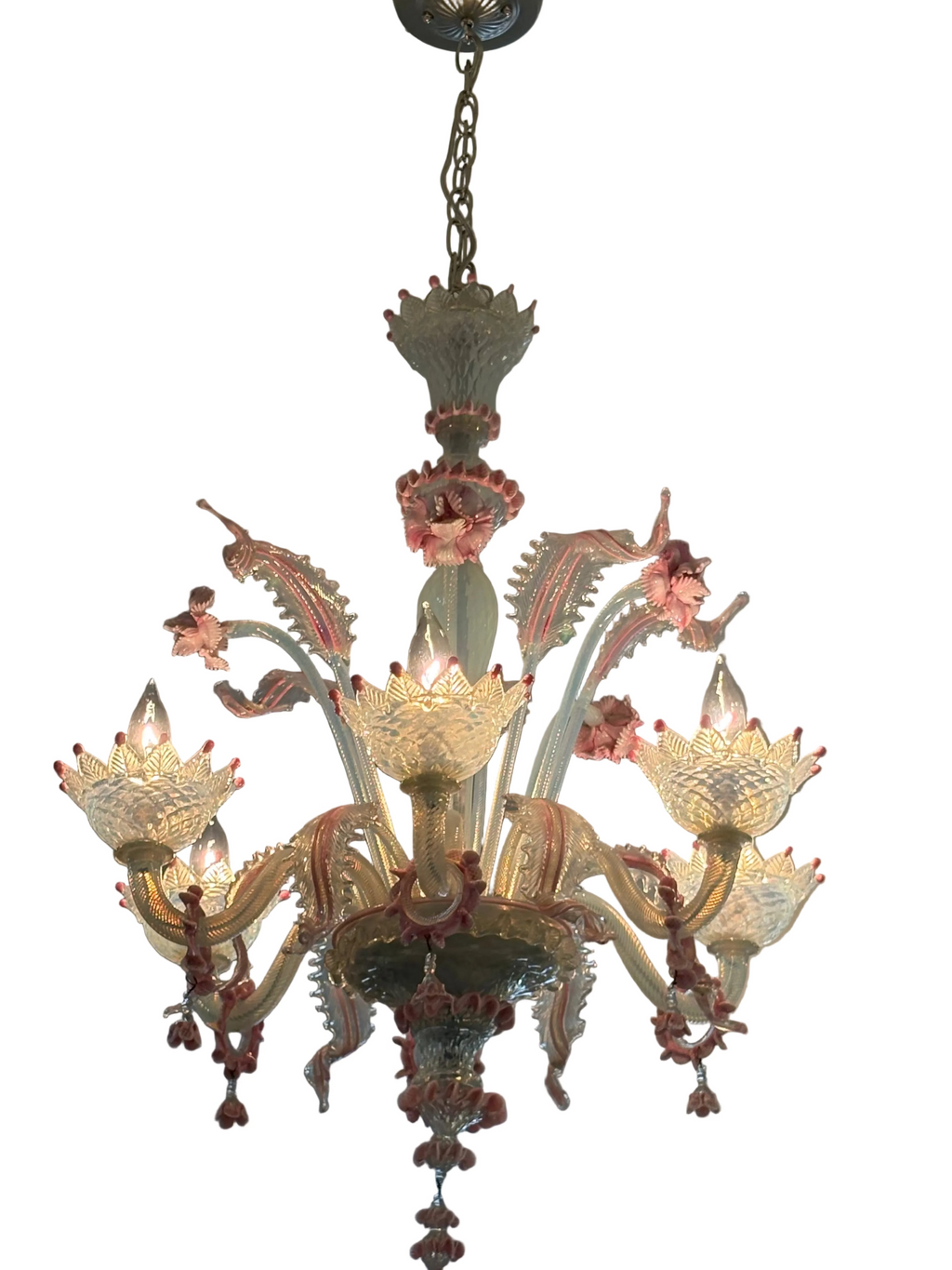 Italian Murano Glass Chandelier (Pink)