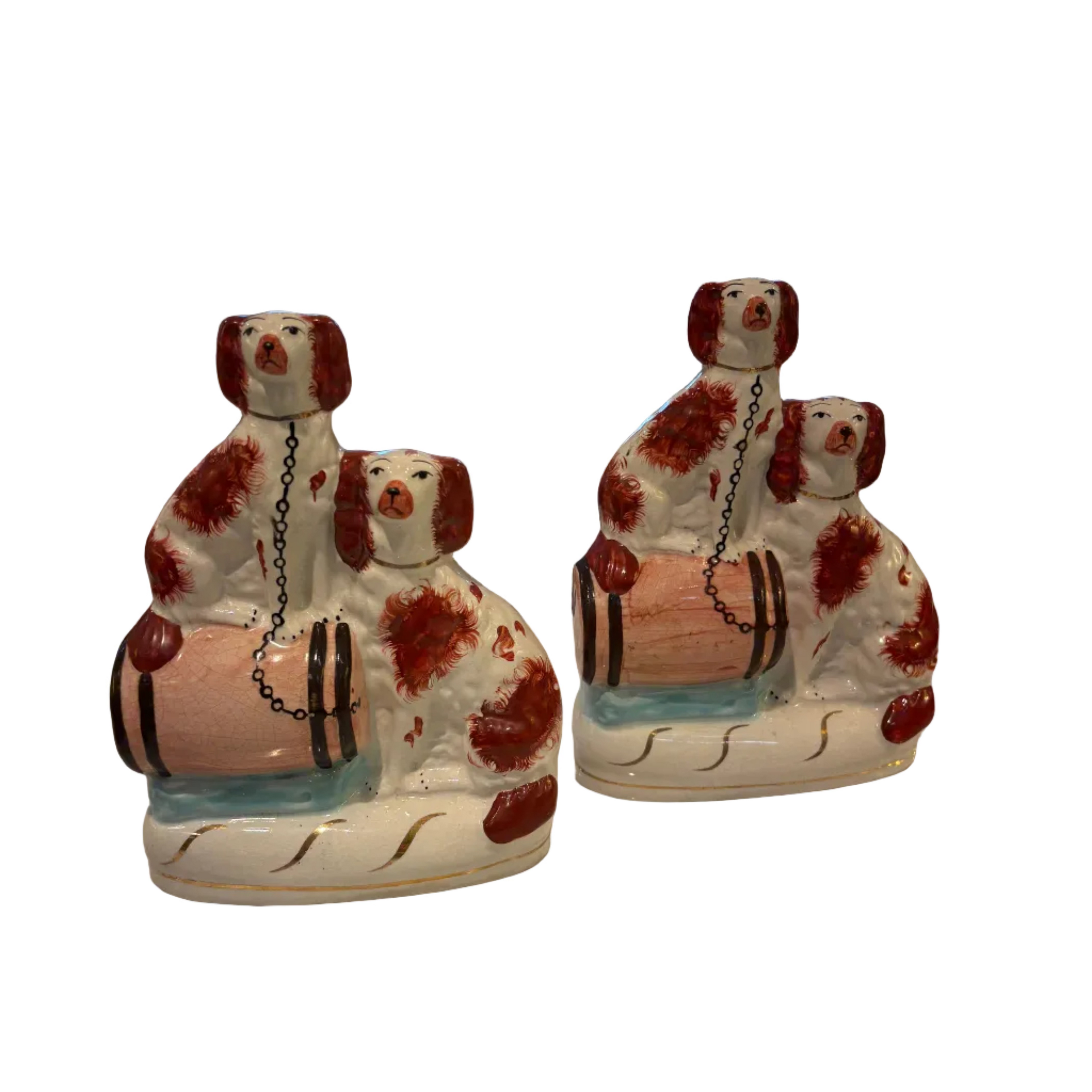 Pair of Antique “Flatback” Staffordshire Dogs (circa 1860)