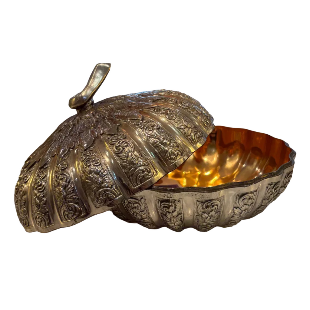 Vintage Raised Relief Lidded Pumpkin Dish