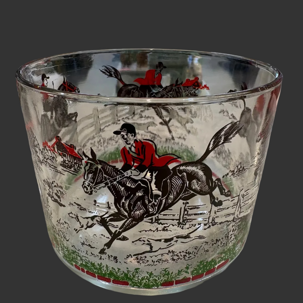 Fox Hunting Glass Ice Bucket