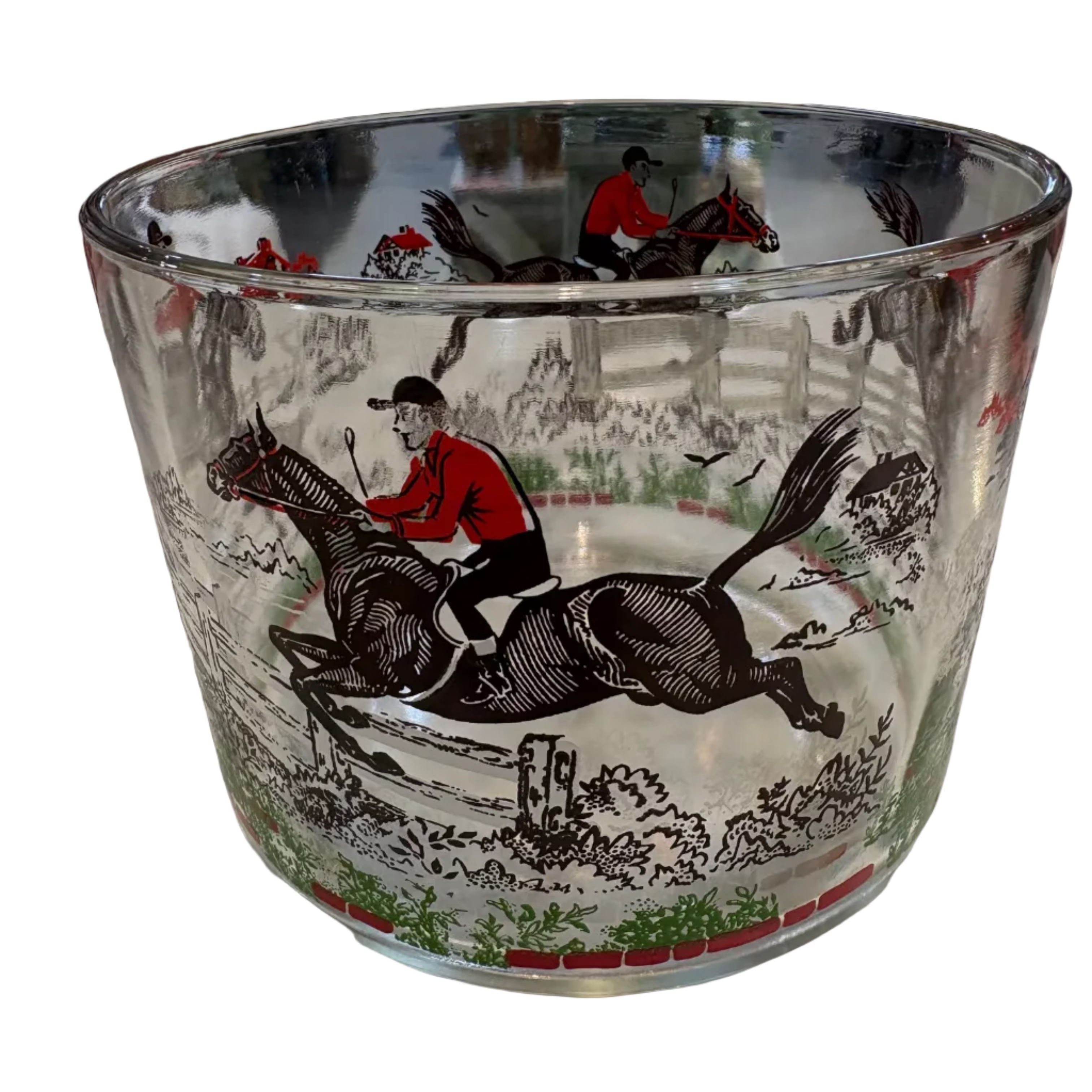 Fox Hunting Glass Ice Bucket