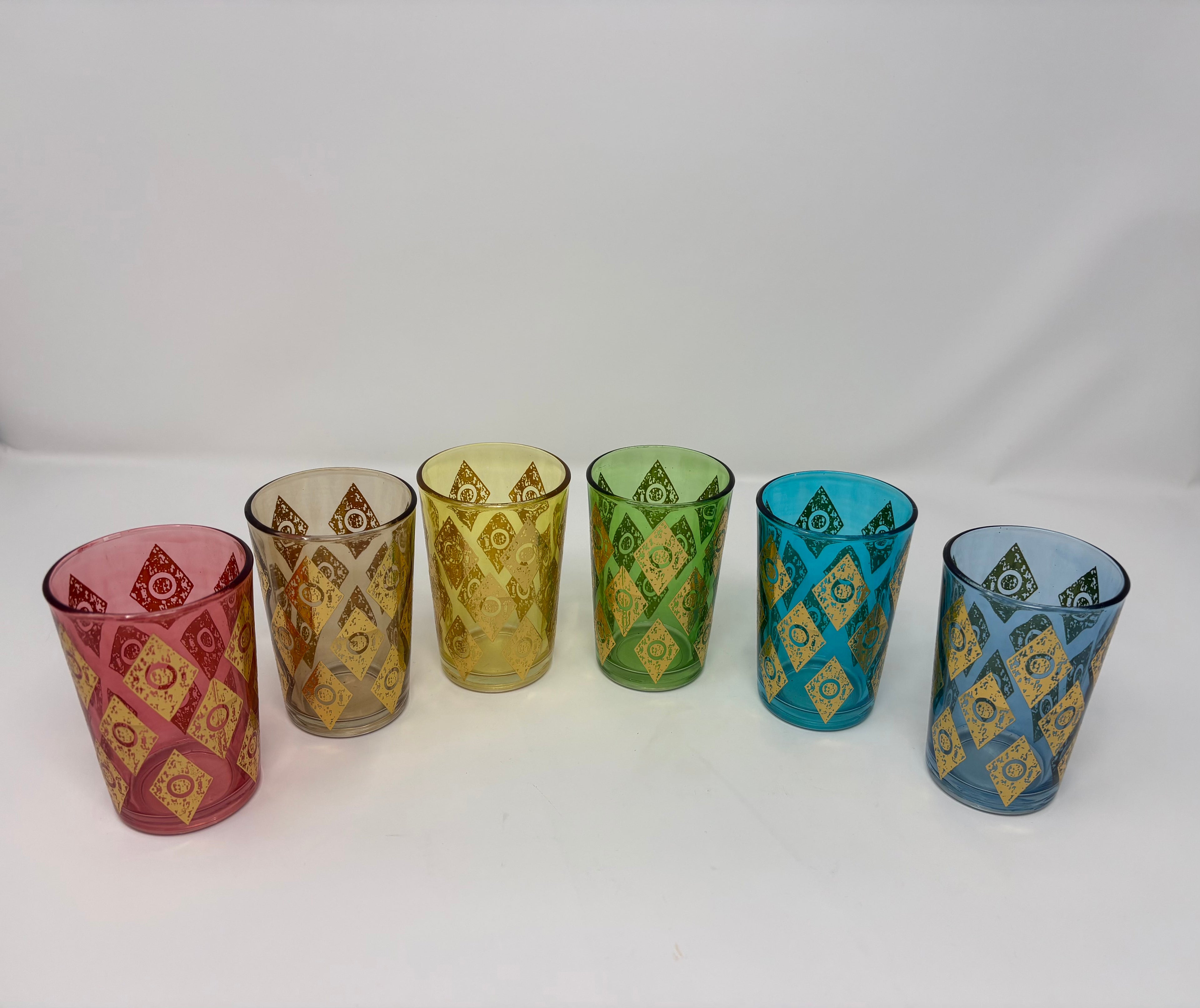 Moroccan Tea Glasses Losanges Assorted - Set of 6
