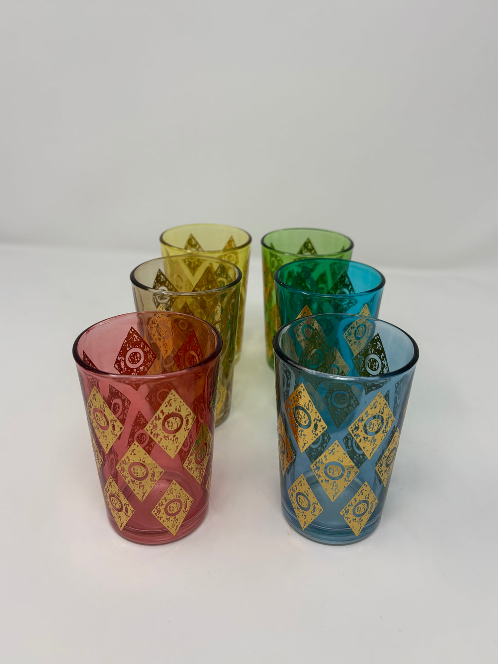 Moroccan Tea Glasses Losanges Assorted - Set of 6 2