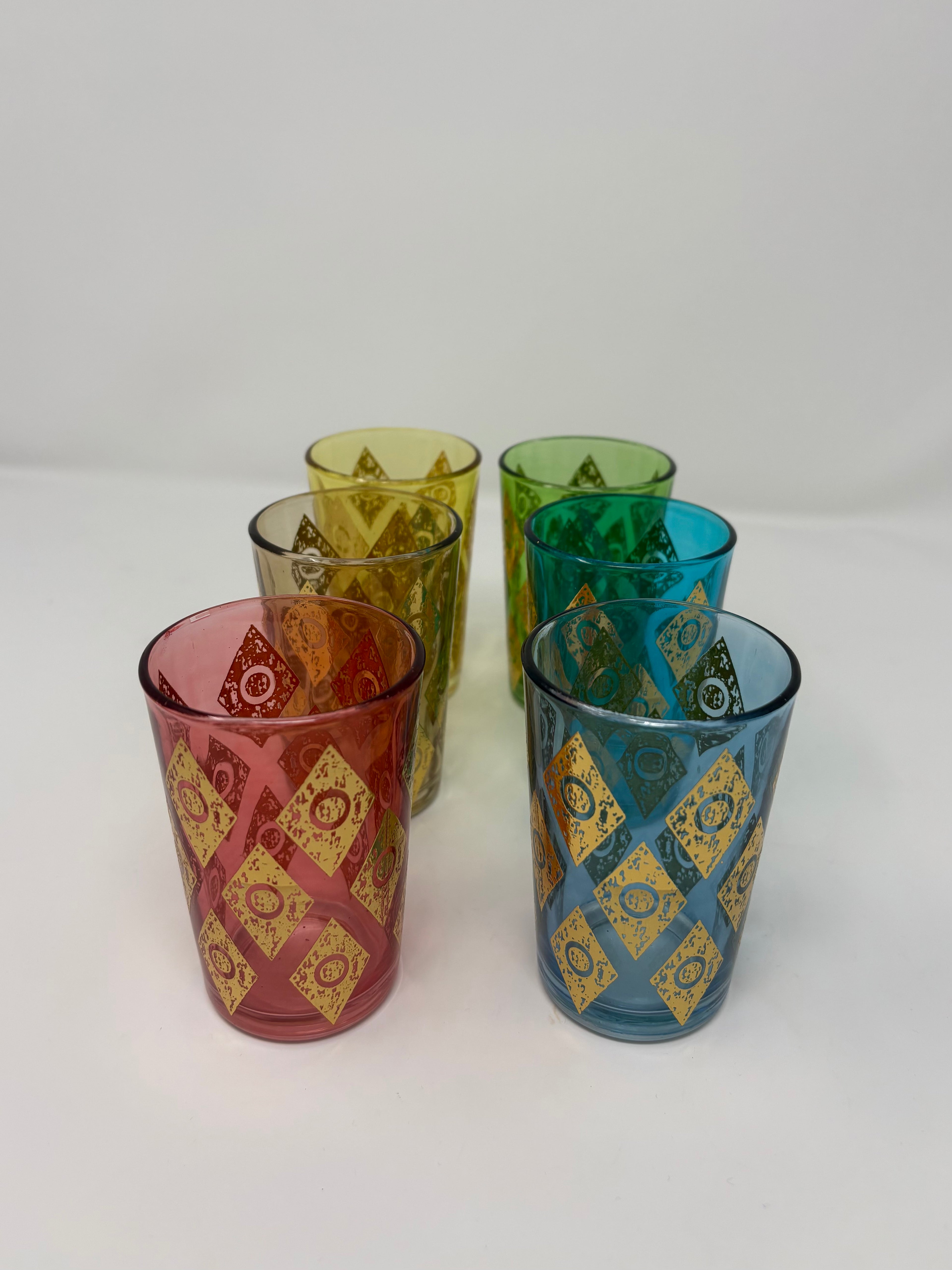 Moroccan Tea Glasses Losanges Assorted - Set of 6 2