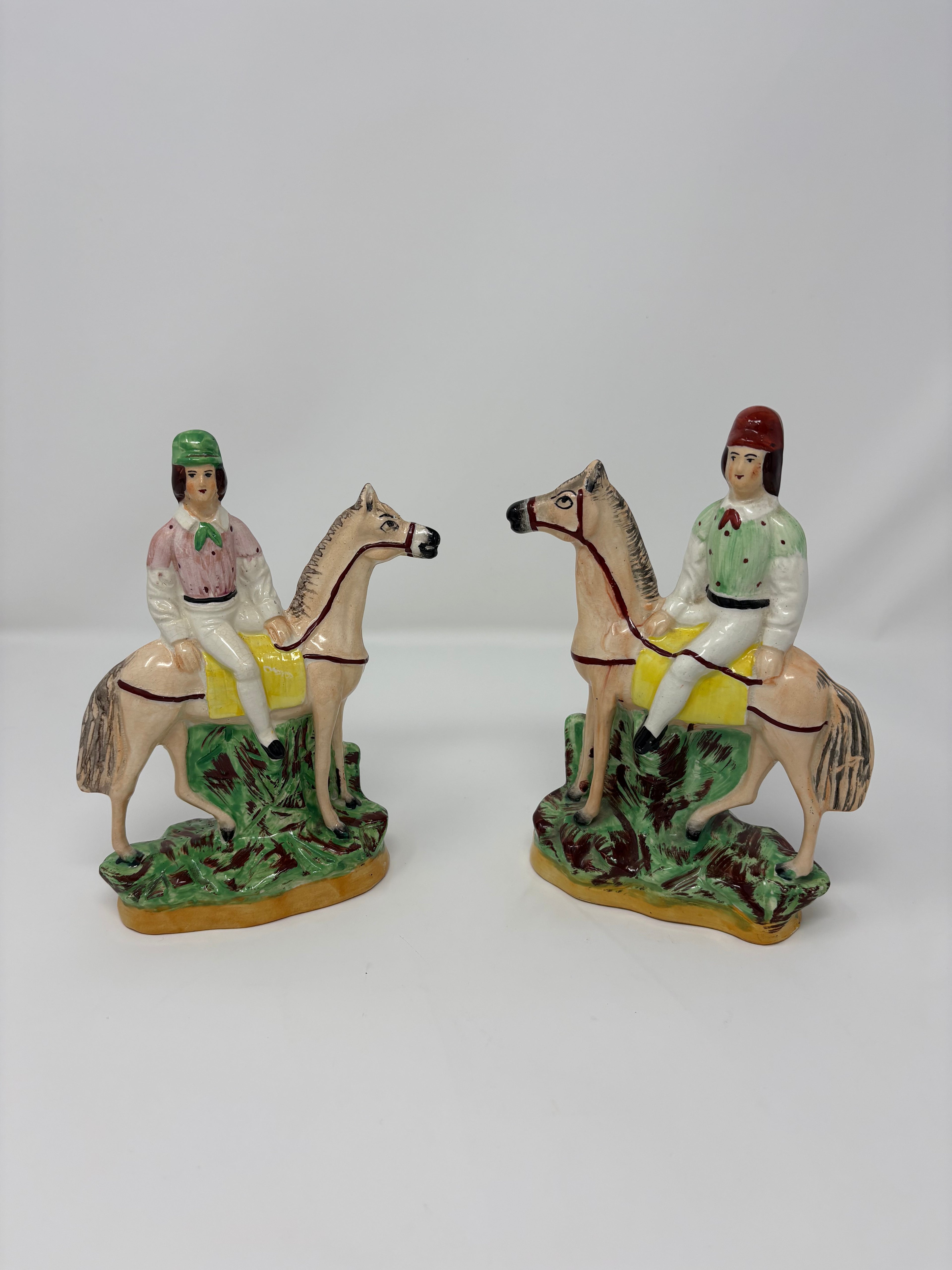 Pair of Rare Staffordshire Polo Ponies