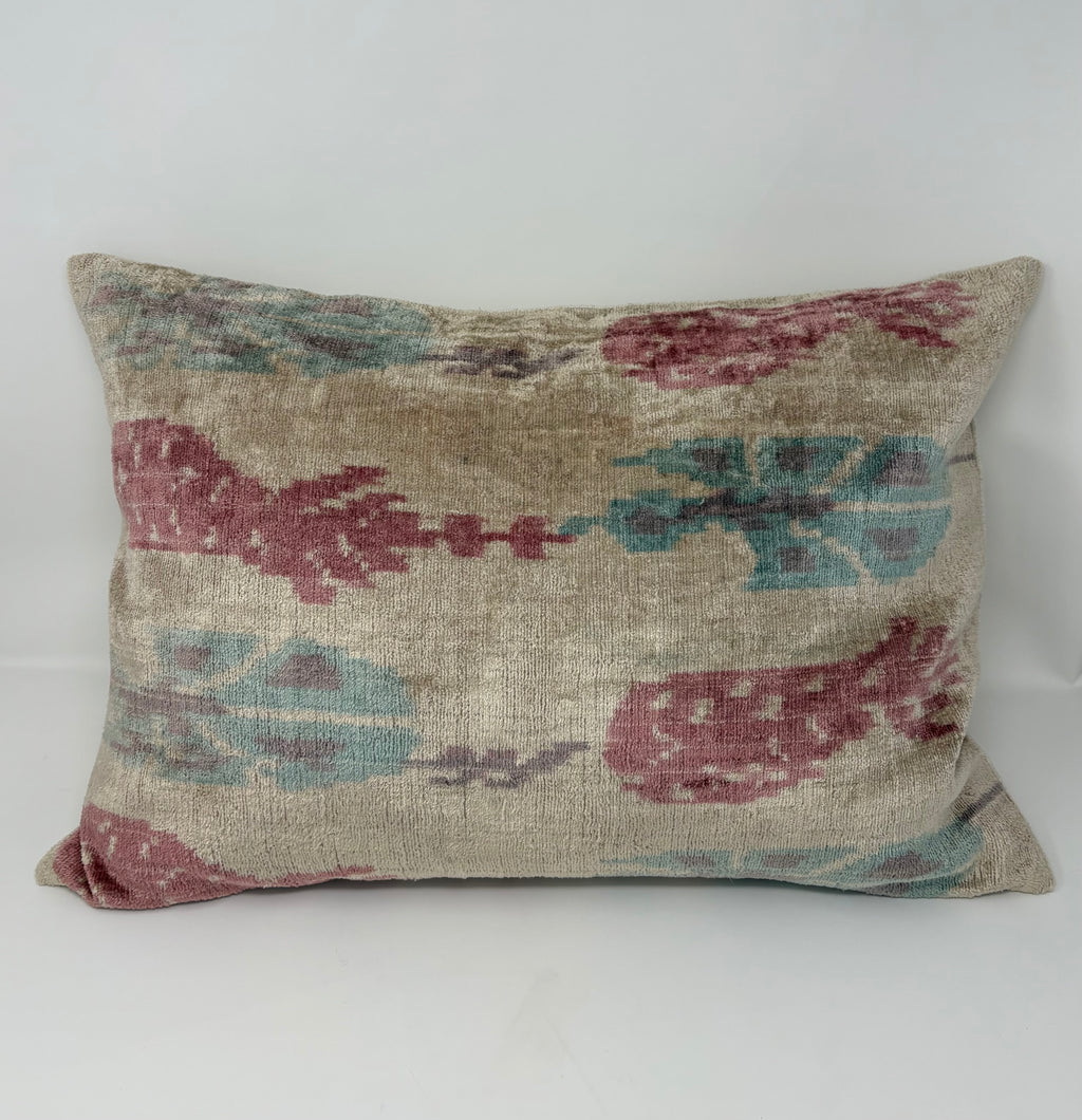 Pink/Blue Turkish Silk Pillow Cover (Cover Only)