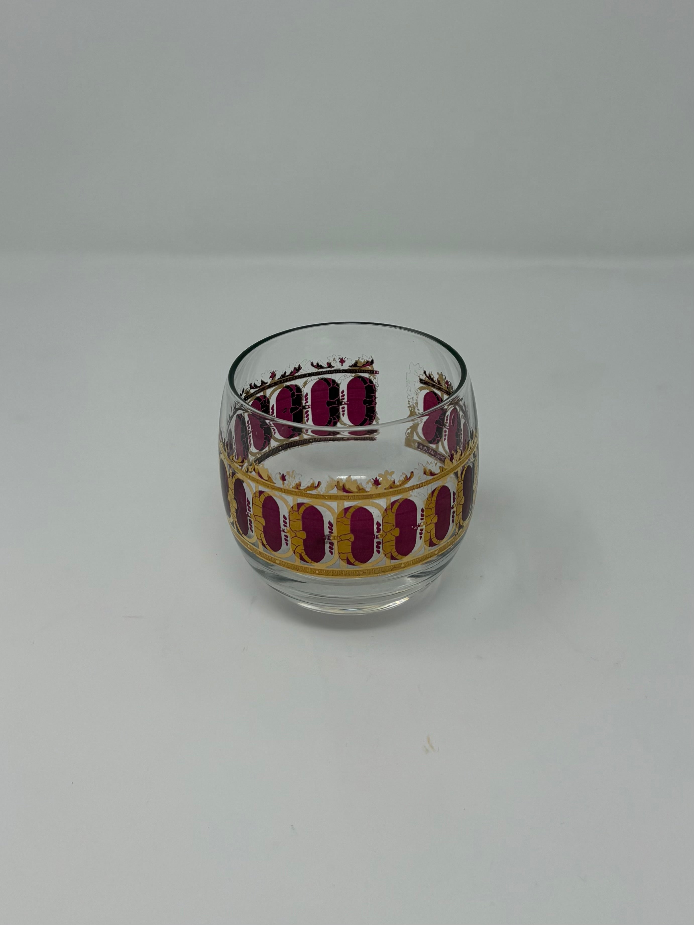 Red & Gold Detailed Stemless Glass