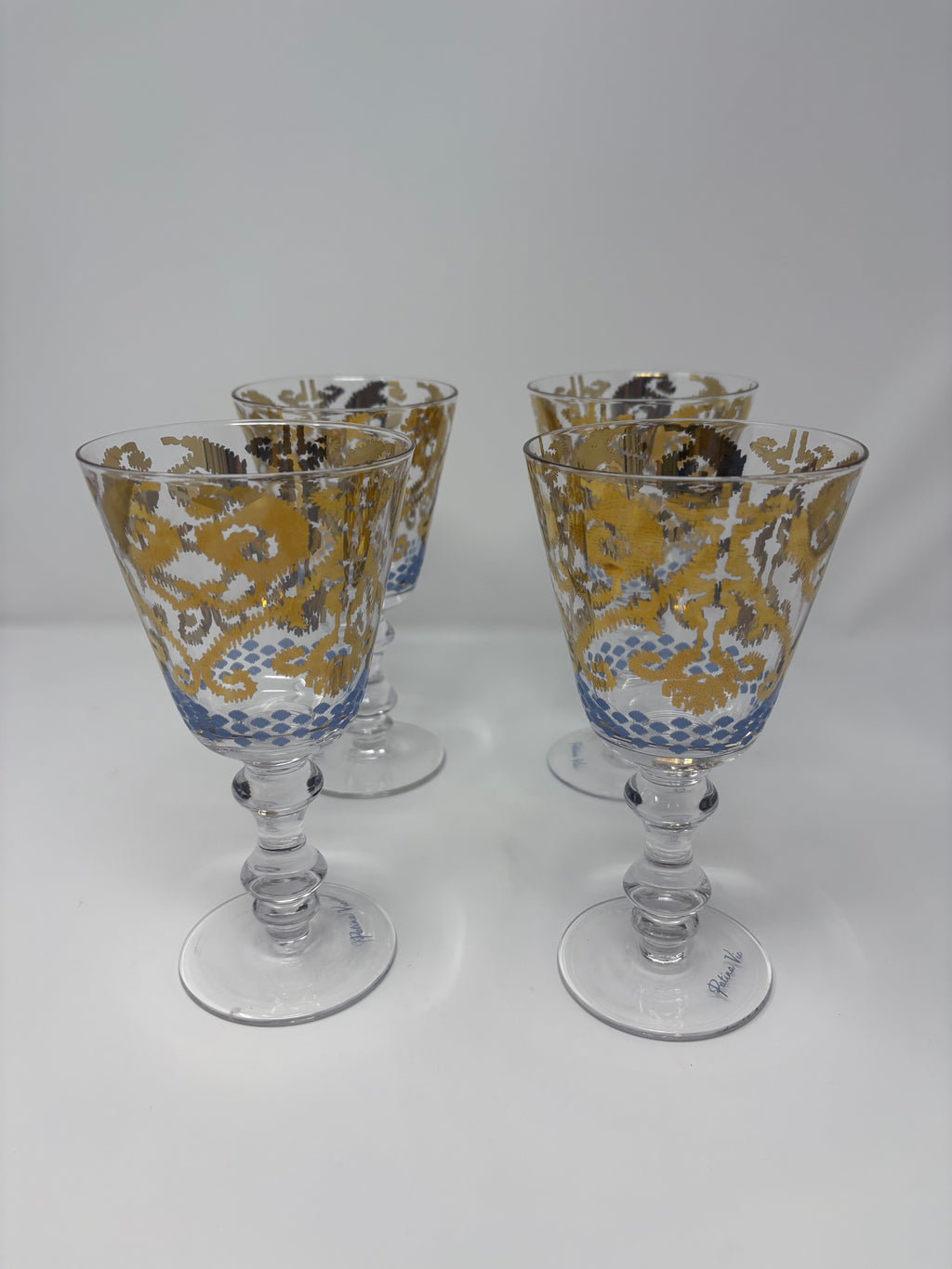 Set of 4 Golden Ikat Goblet