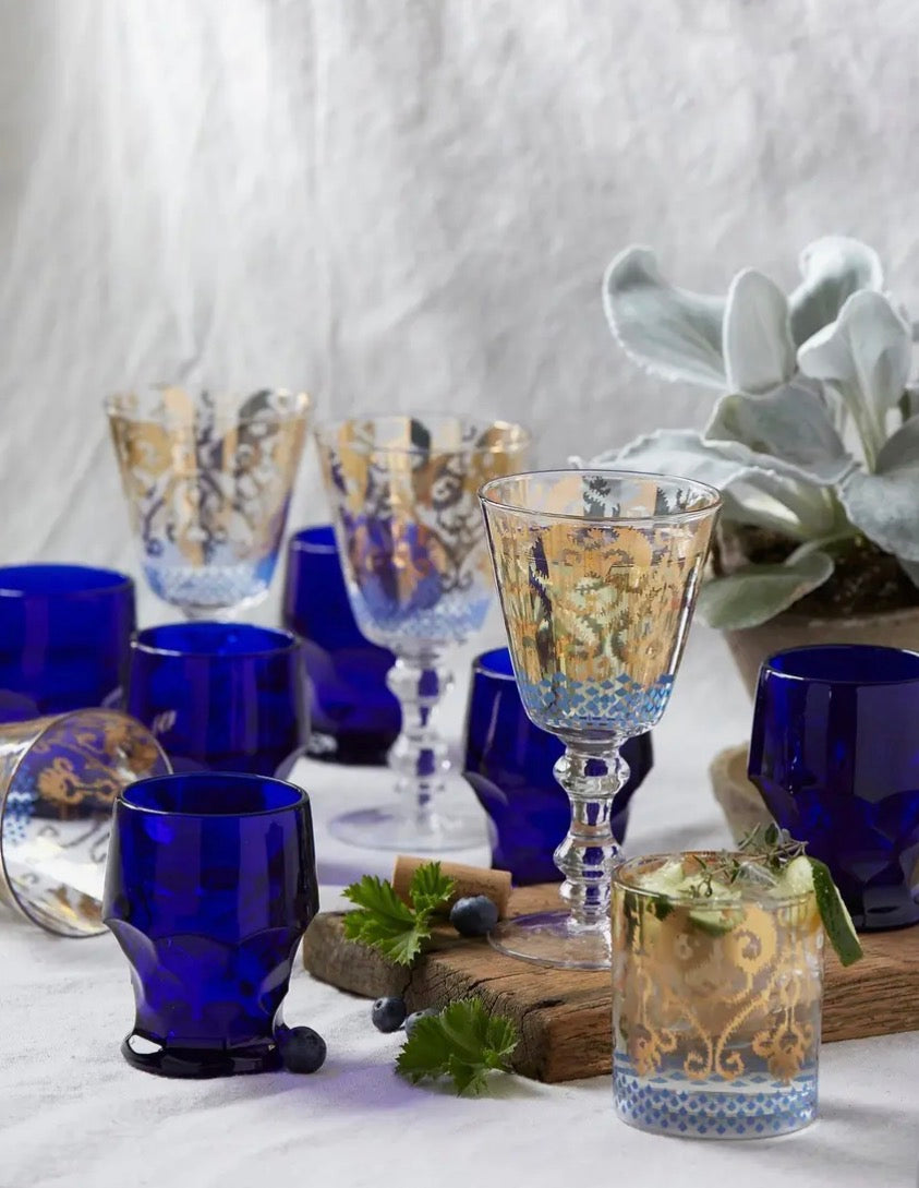 Set of 4 Golden Ikat Goblet