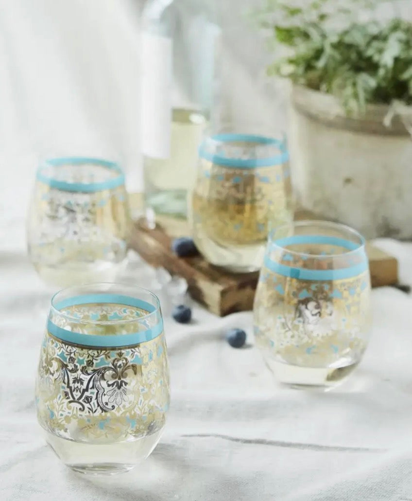 Set of 4 Luce Del Sole Stemless Wine Glass