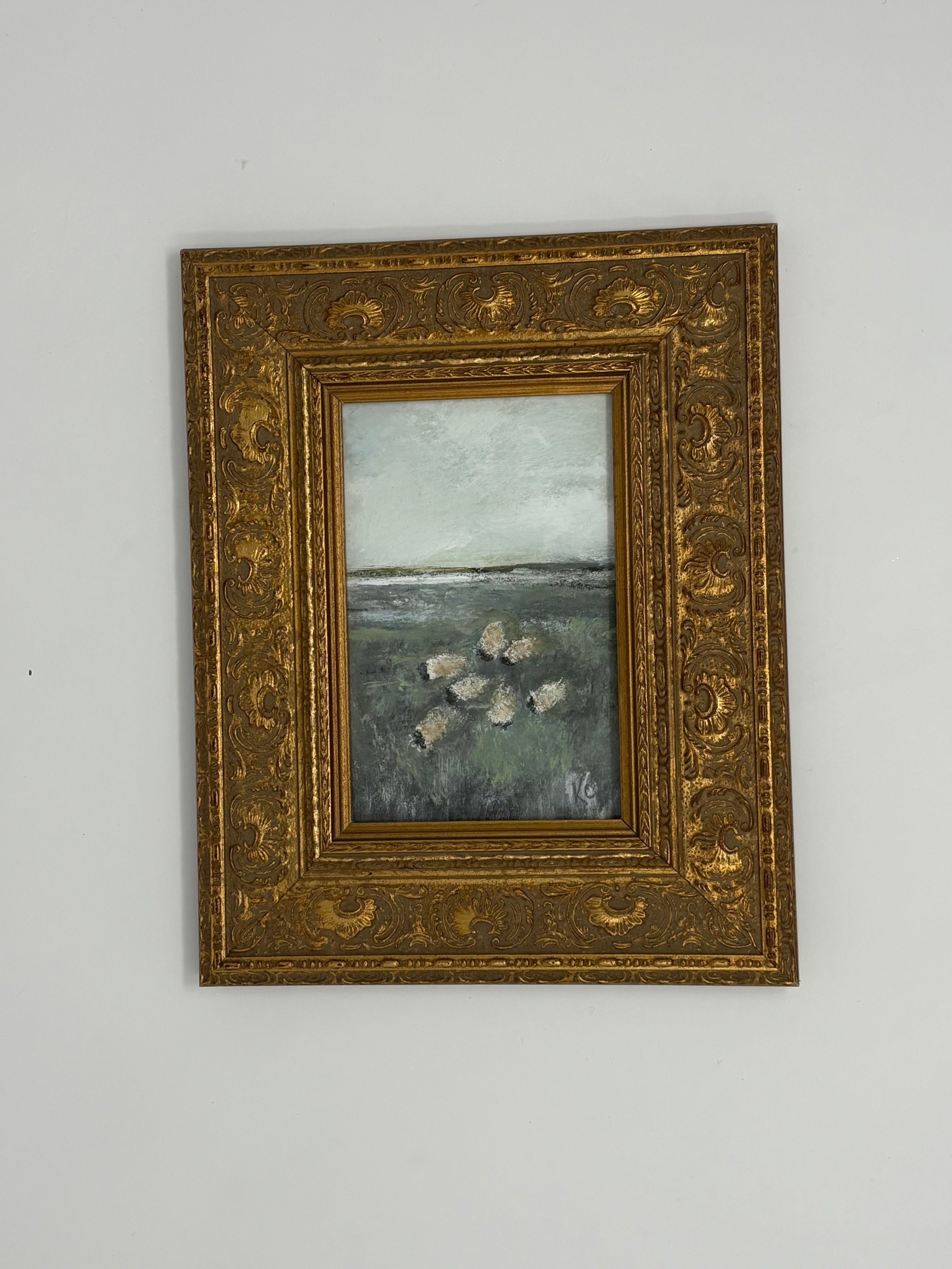 Square Framed Sheep Painting - Local Artist 
