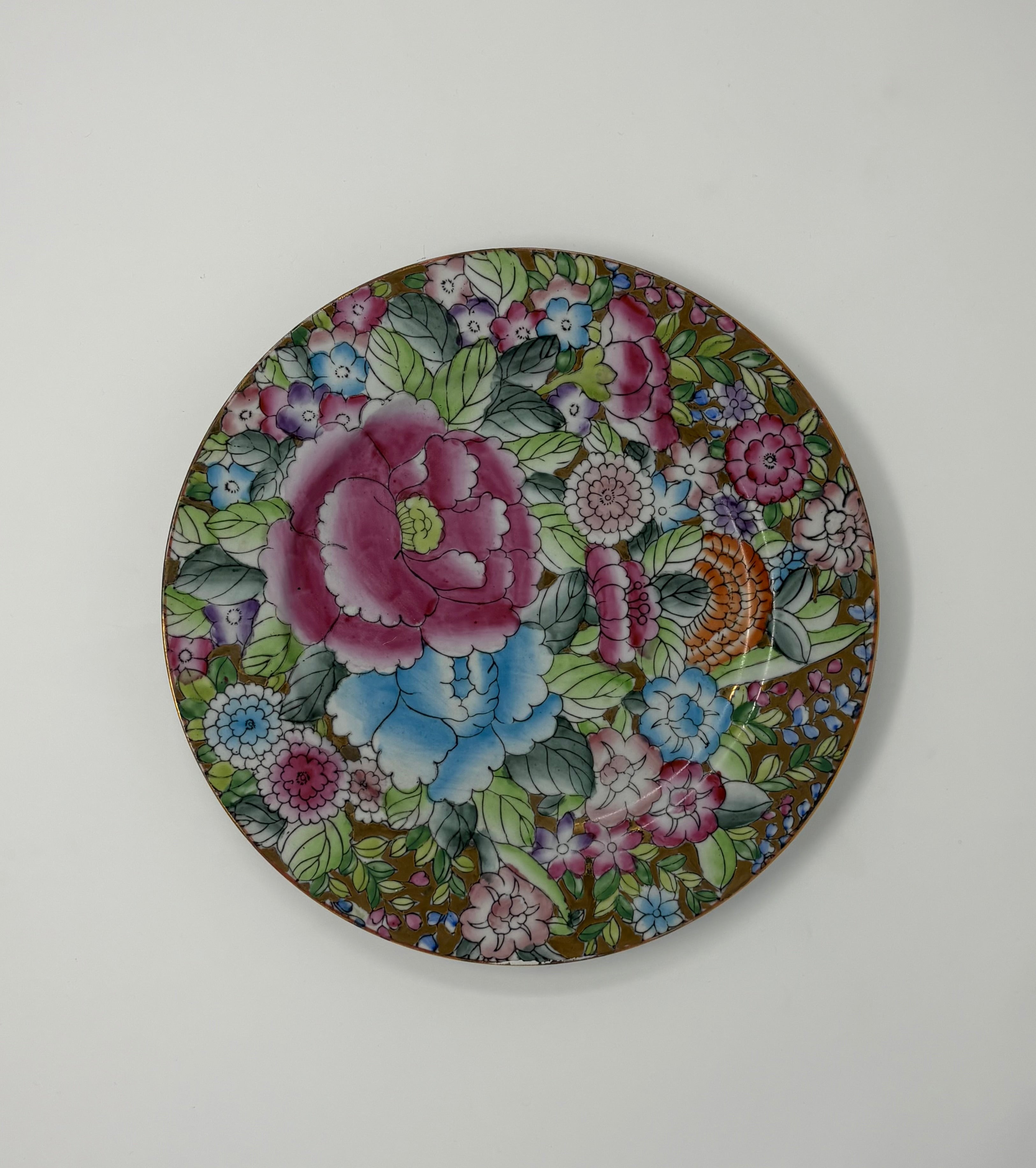 Very Antique Vintage Plate with Gilt Background-Signed