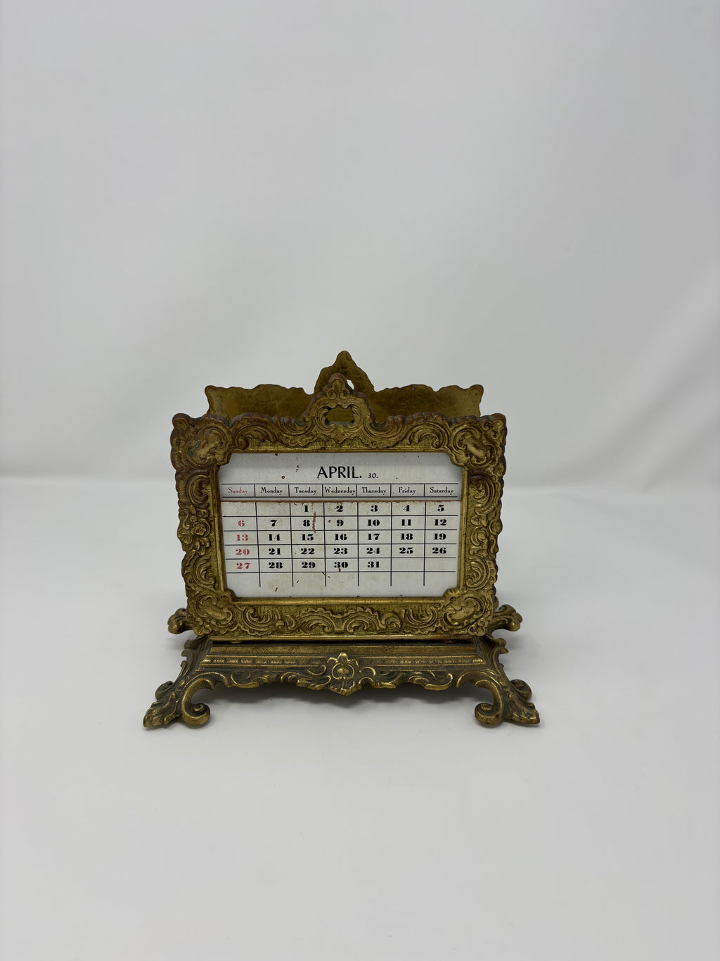 Vintage Brass Desk Letter from with Perpetual Calendar