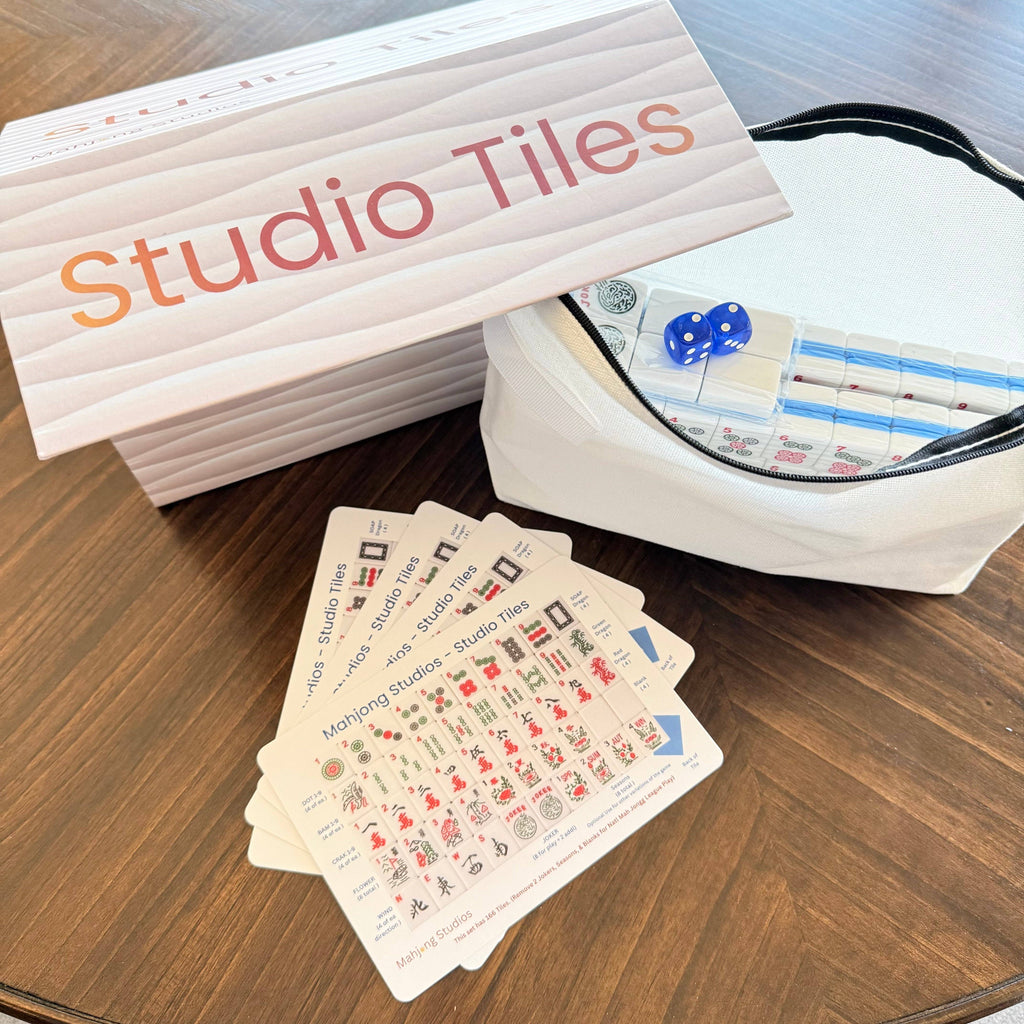 Mahjong Bundle – American Mahjong Tile Set (166 Tiles) 2-Color Blue, Studio Tiles