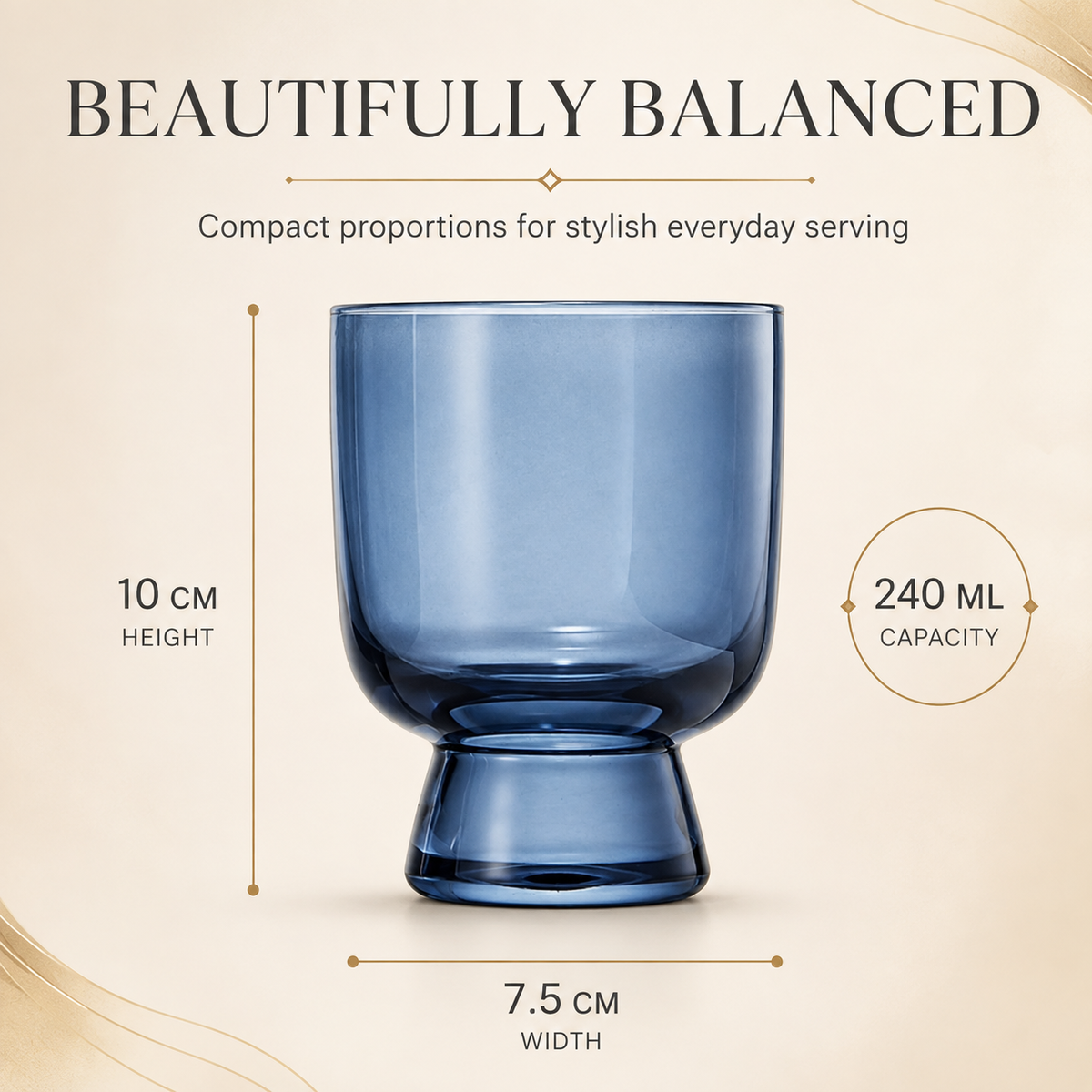 Murano Muted Colored Stackable Tumbler Glasses Set of 4