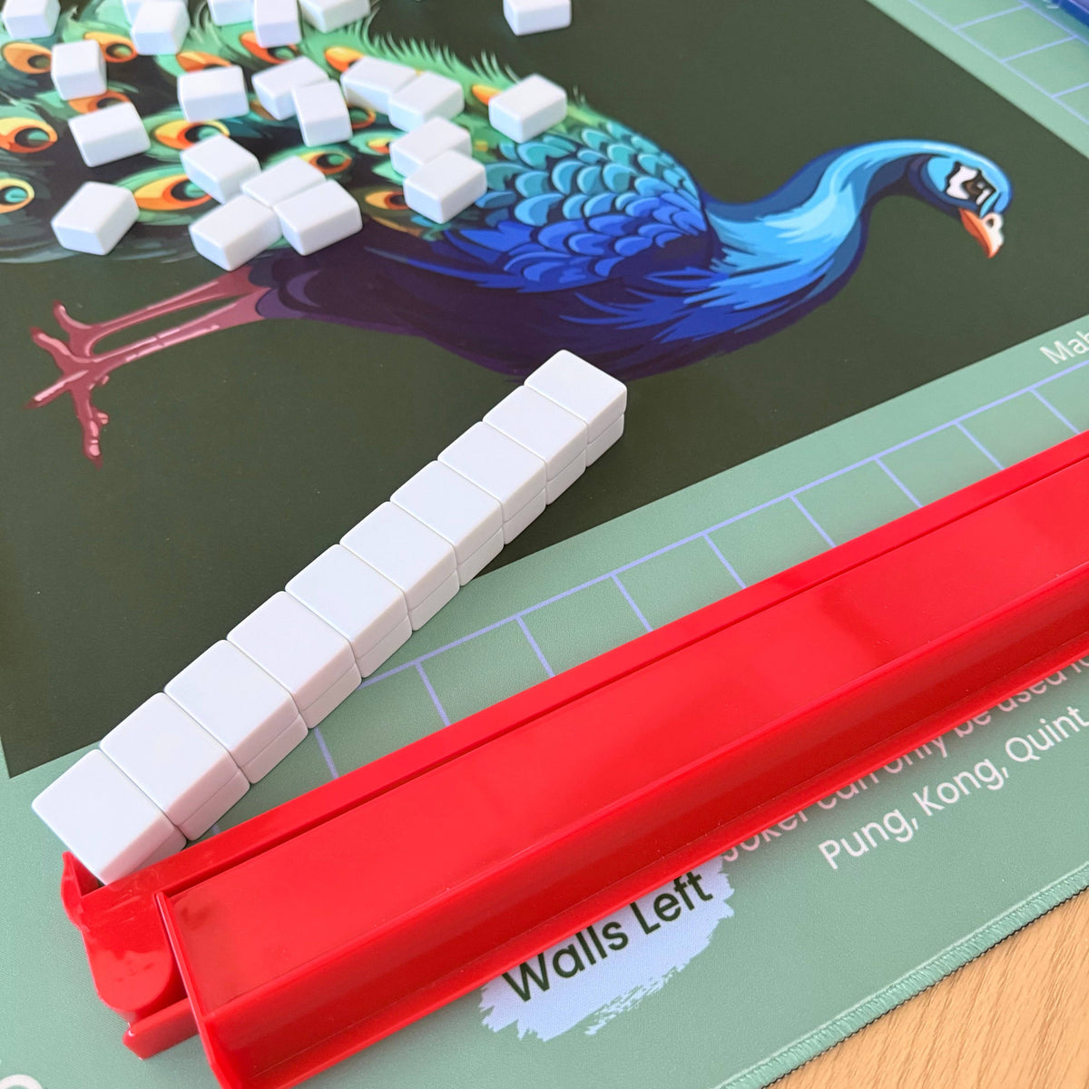 Jade Peacock Mahjong Mat - ships rolled