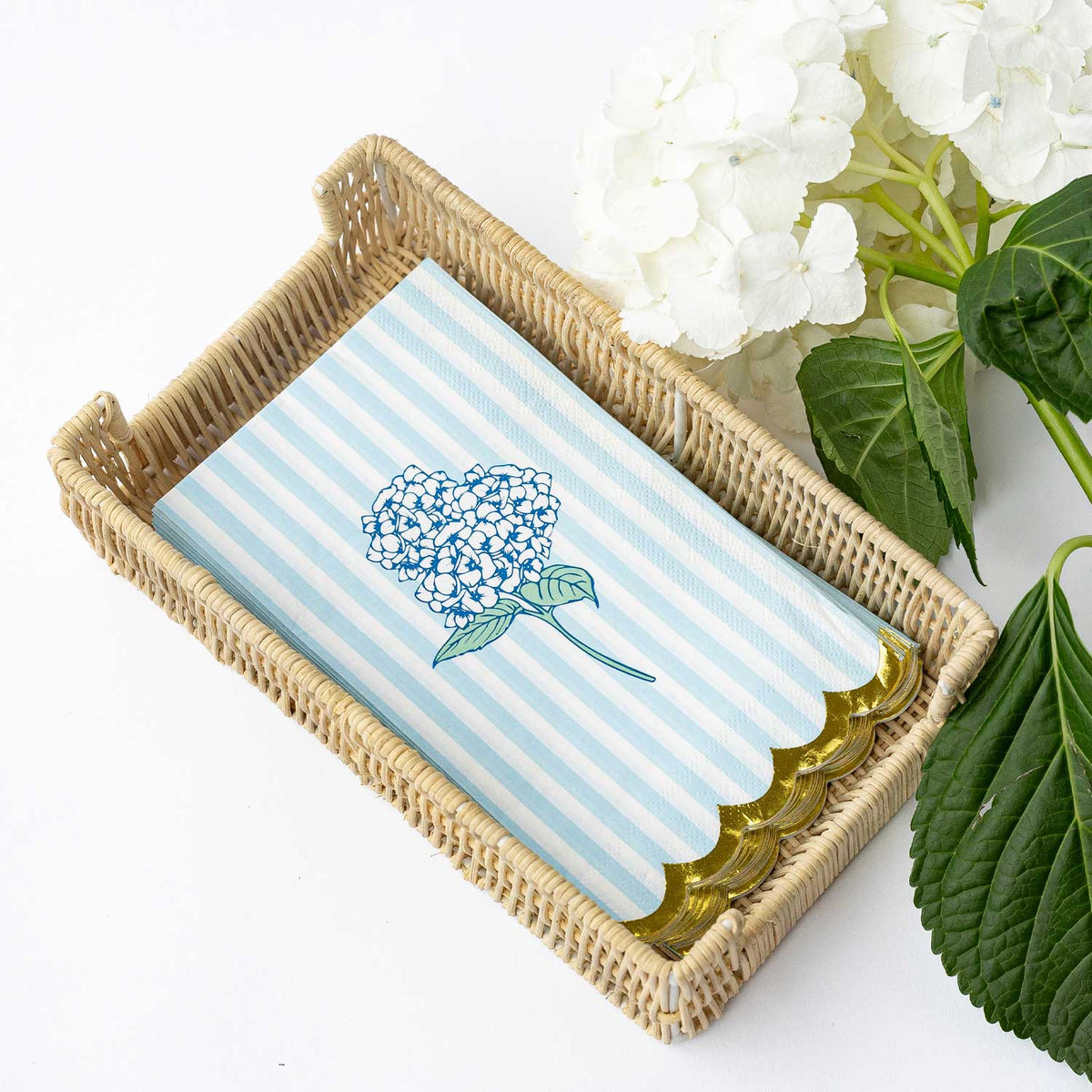 Hydrangea Blue Paper Guest Towels, 16-Count Pack