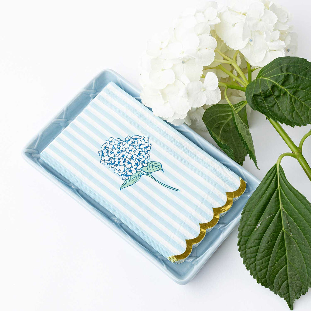 Hydrangea Blue Paper Guest Towels, 16-Count Pack