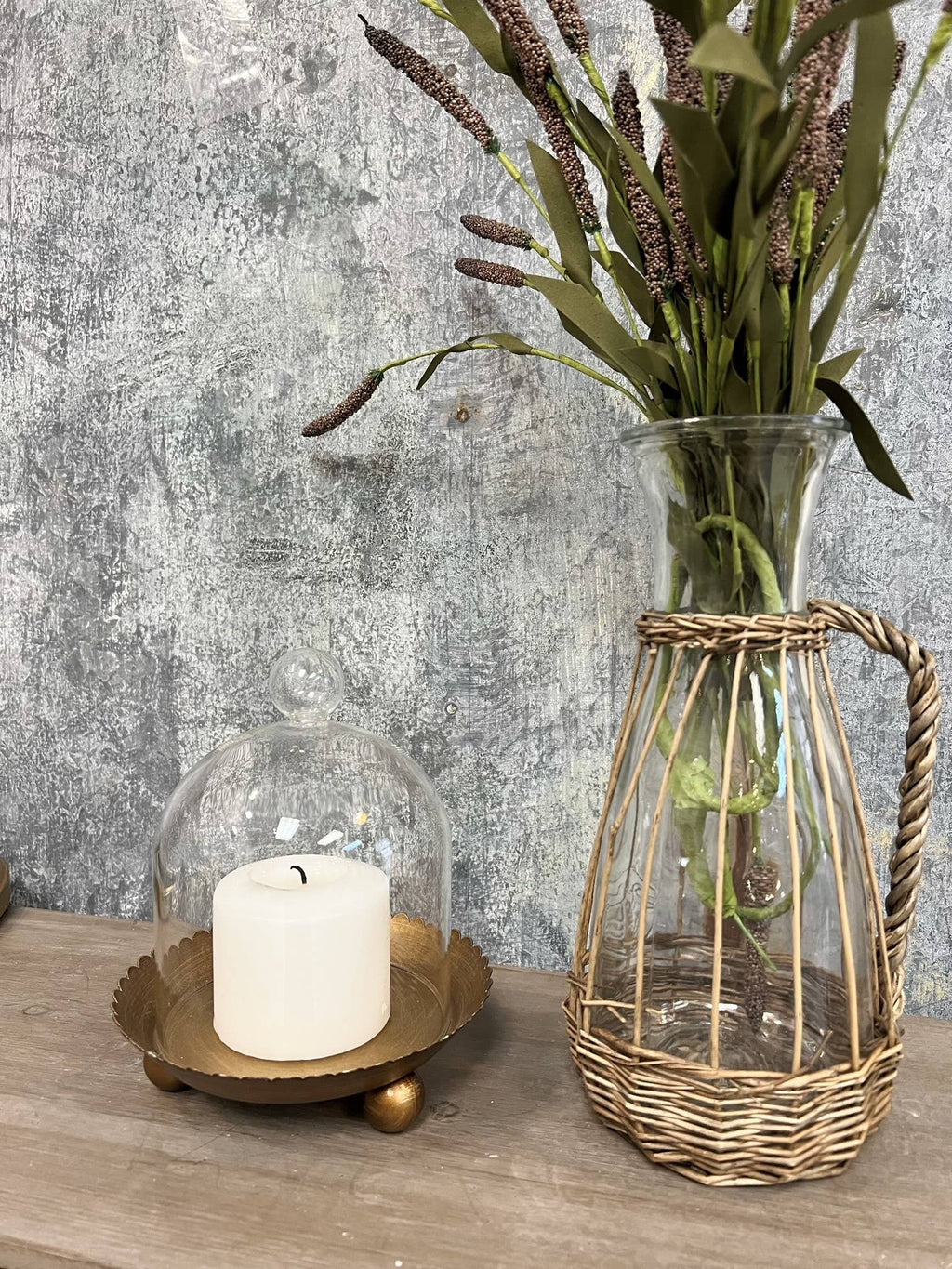 Cloche Candle Holder with Metal Plate