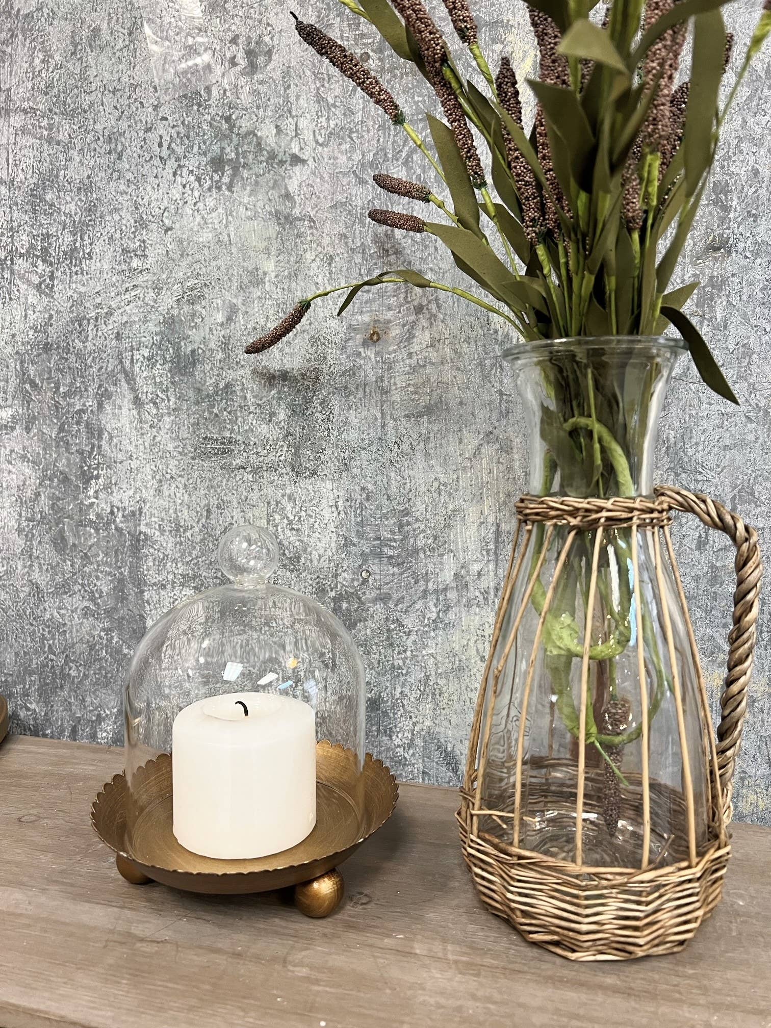 Cloche Candle Holder with Metal Plate