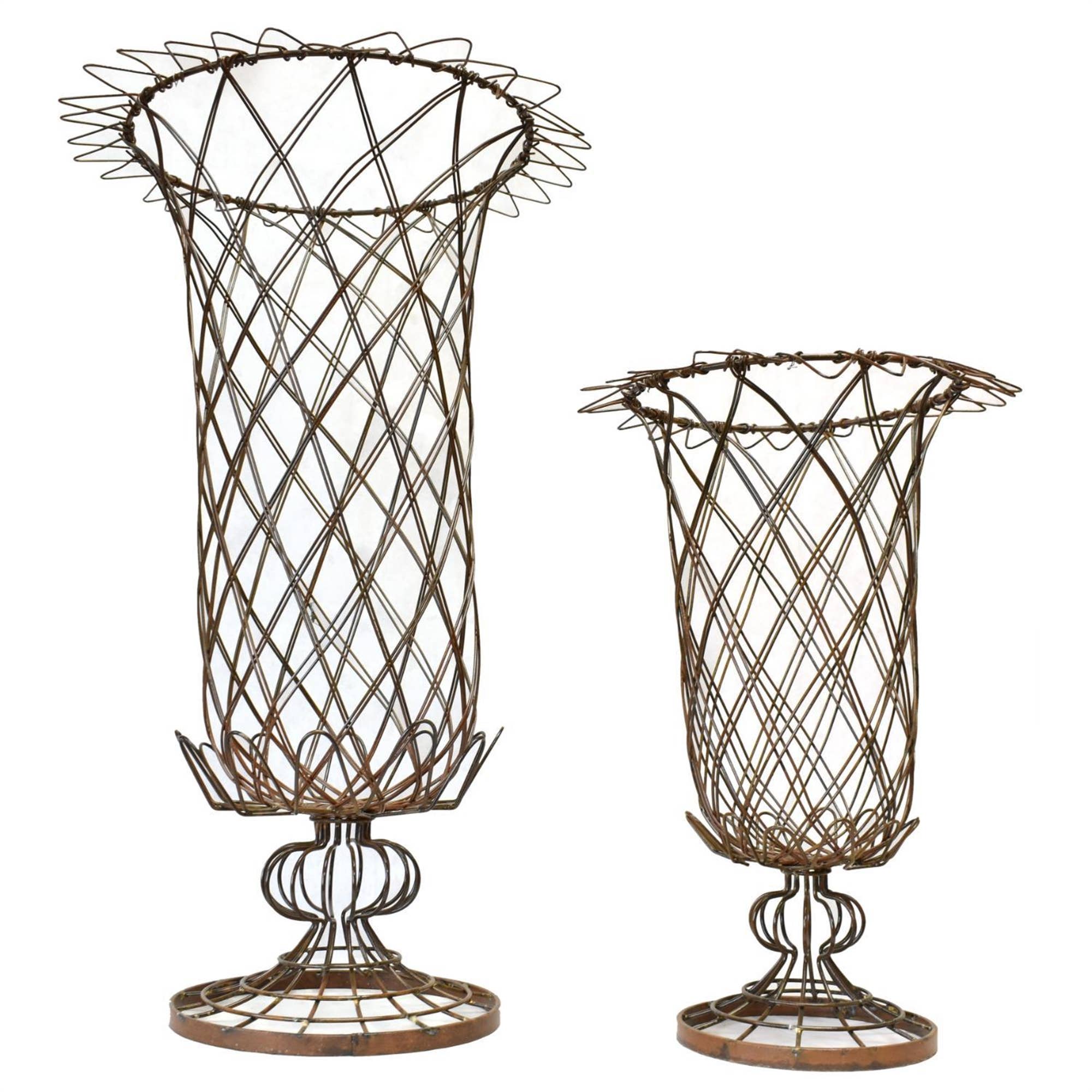 Criss Cross Wire Metal Planter Set of 2