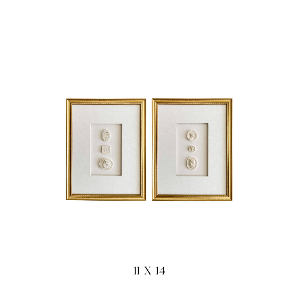 Gold Framed European Intaglios - Set of Two 