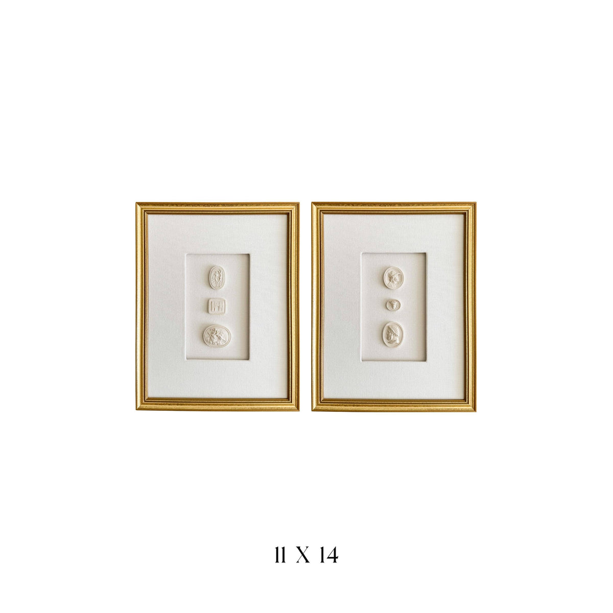 Gold Framed European Intaglios - Set of Two 