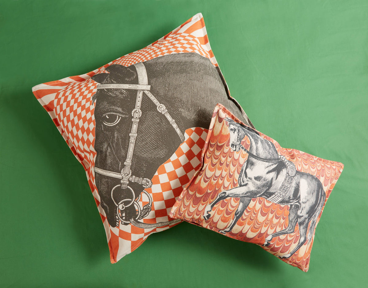 EQUUS MARBLE PILLOW ORANGE 12"X16"